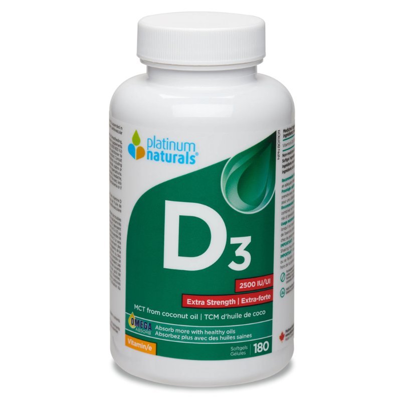 Platinum Naturals Vitamin D3 2500 IU X-Strong 180 Softgels