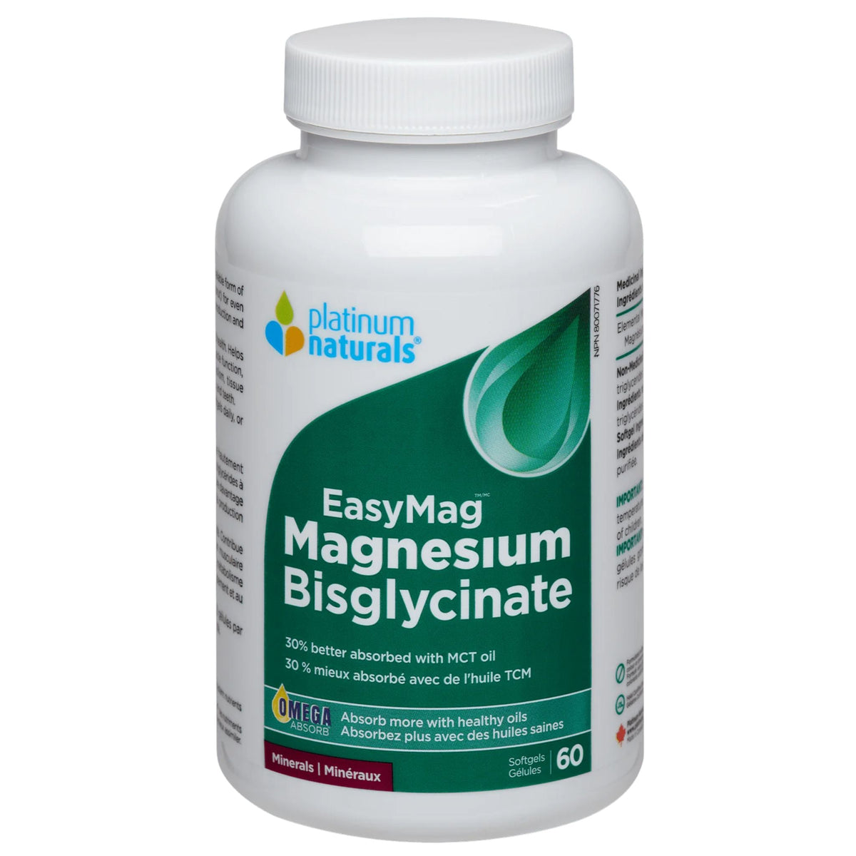 Platinum Naturals EasyMag Magnesium Bisglycinate 120 Softgels