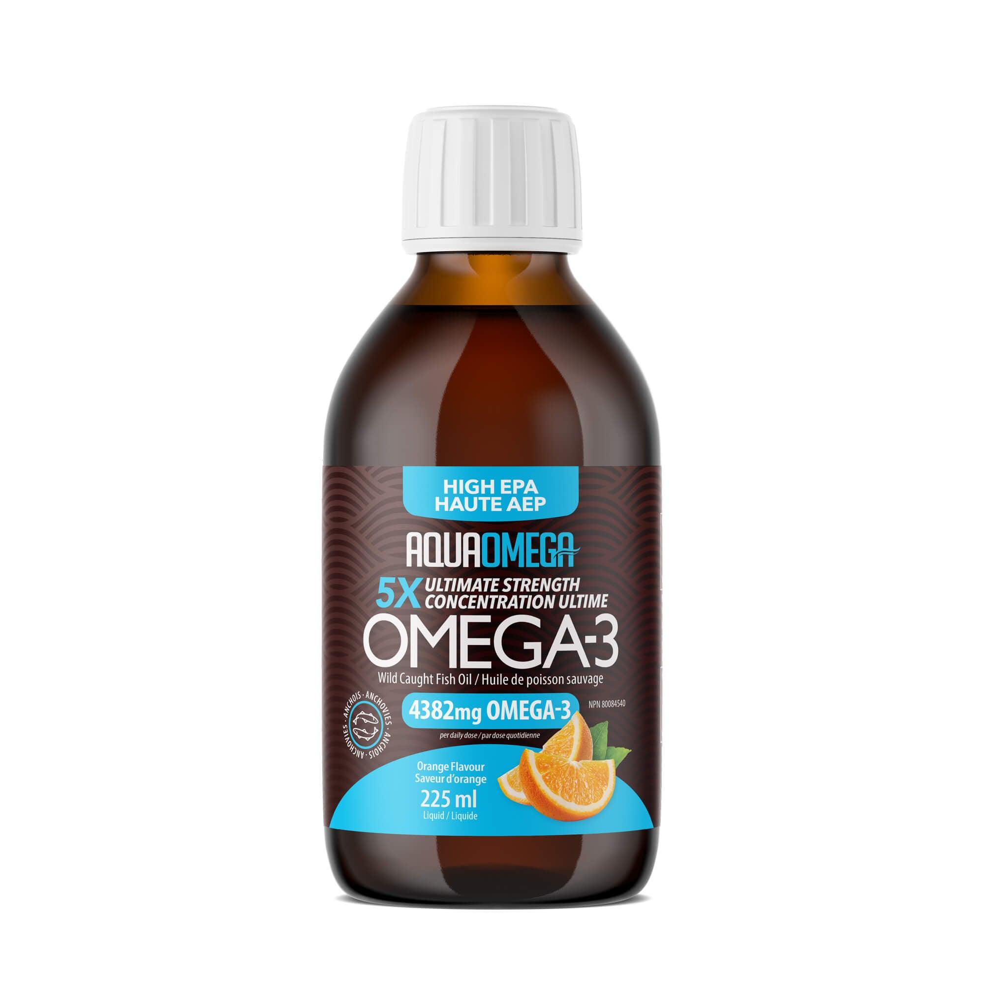 AquaOmega High Potency Fish Oil Lemon 225mL