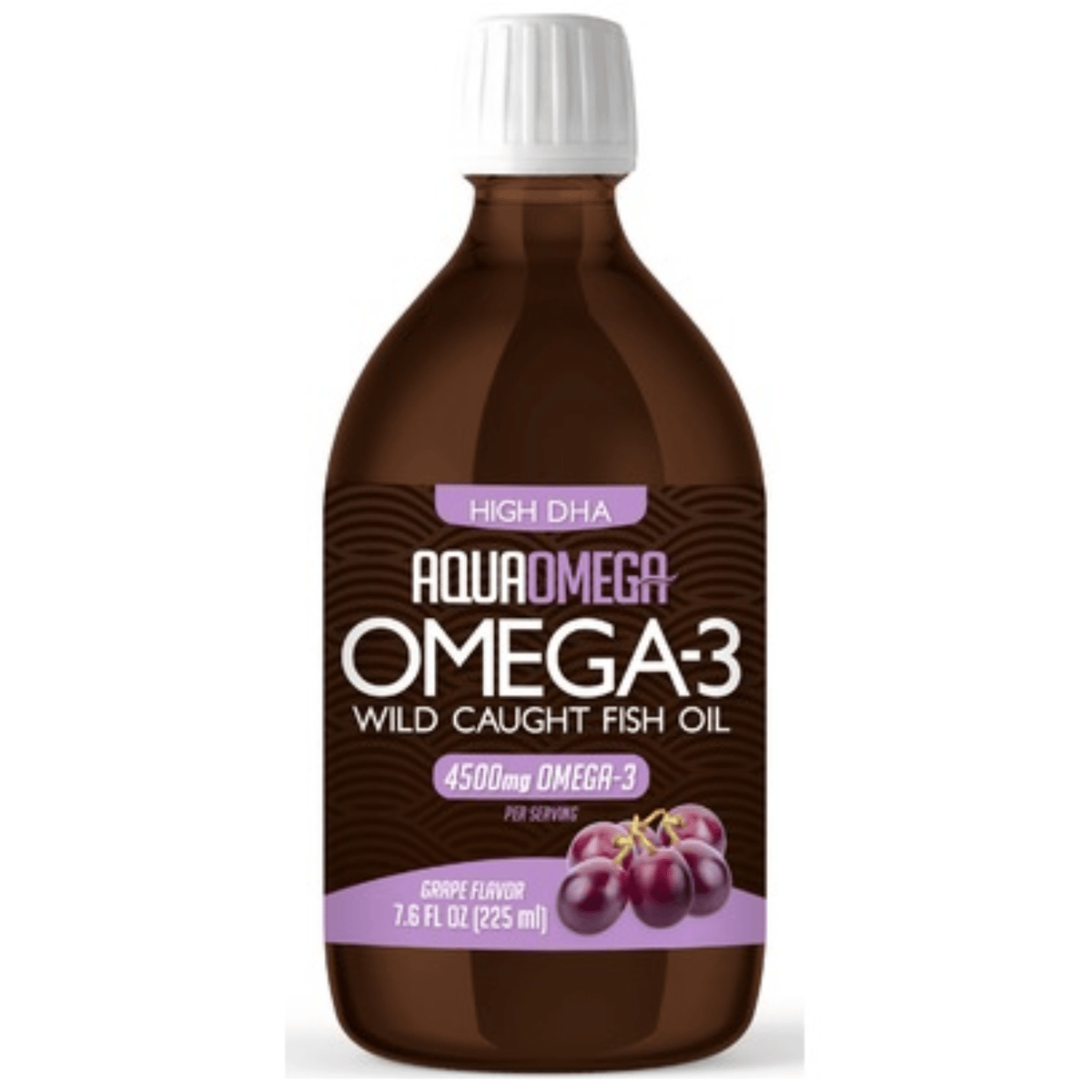 AquaOmega Omega-3 High DHA Grape 4500mg 225ml - Supports Cognitive Health And Brain Function, Promotes Healthy Heart Function, Is Safe To Use During Pregnancy