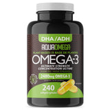 AquaOmega Omega-3 DHA Algae Oil 2480mg 240 Softgels - Omega-3 Fatty Acid DHA Helps Support Overall Health For Optimal Functioning, Helps Meet Omega-3 DHA Requirement, Contains Natural Ingredients