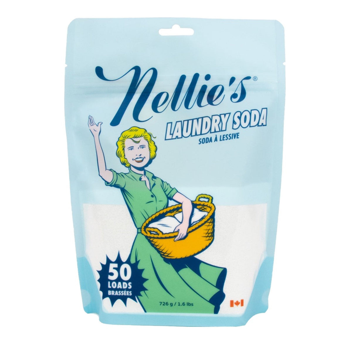 Nellies Laundry Soda 50 Loads 726g - Gentle and Linen-Safe Detergent, Dissolves Quickly in Cold or Hot Water, Highly Concentrated Formula