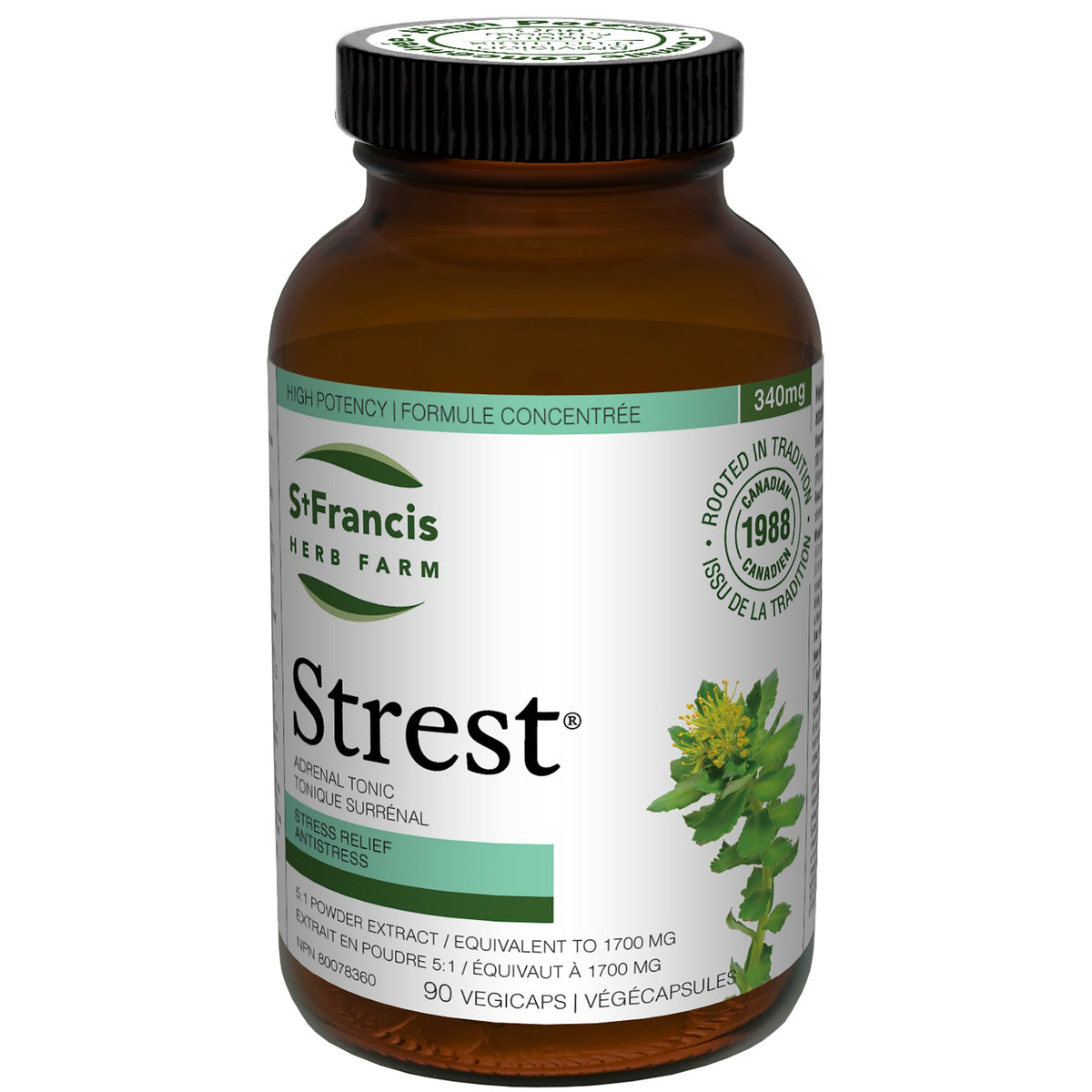 St. Francis Herb Farm Strest 90 Vegan Capsules - Reduces Symptoms Of Anxiety And Stress, Improving Physical And Mental Quality Of Life, Helps Support Energy Levels, Memory, And Mental Focus