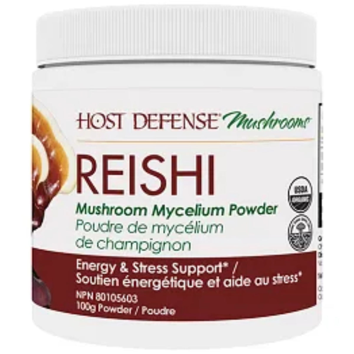 Host Defense Reishi Mushroom Mycelium Powder 100g - Heart & Immune Health Support, Helps Energy & Vitality, Enhances the Body’s Ability to Adapt to Stress