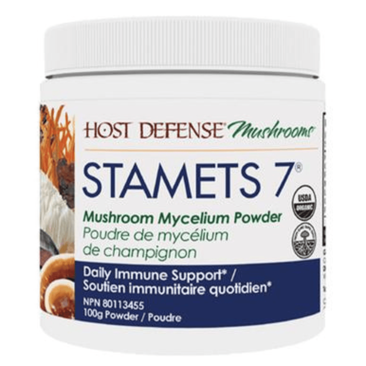 Host Defense Stamets 7 Mushroom Mycelium Powder 100g - Supports an Engaged and Balanced Immune Response, Supports the Body in Adapting Stress Factors