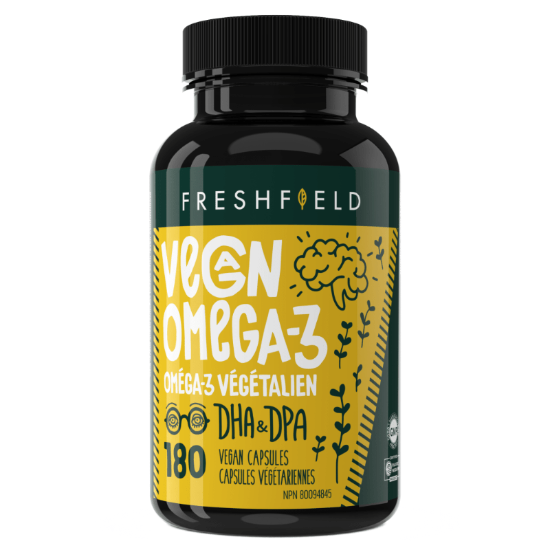 FreshField Vegan Omega-3 DHA + DPA 180 Vegan Capsules - Supports Cognitive Health And Healthy Aging, Plant-Based Omega-3 Supplement That Promotes Overall Brain Function, Good For Eye And Joint Health