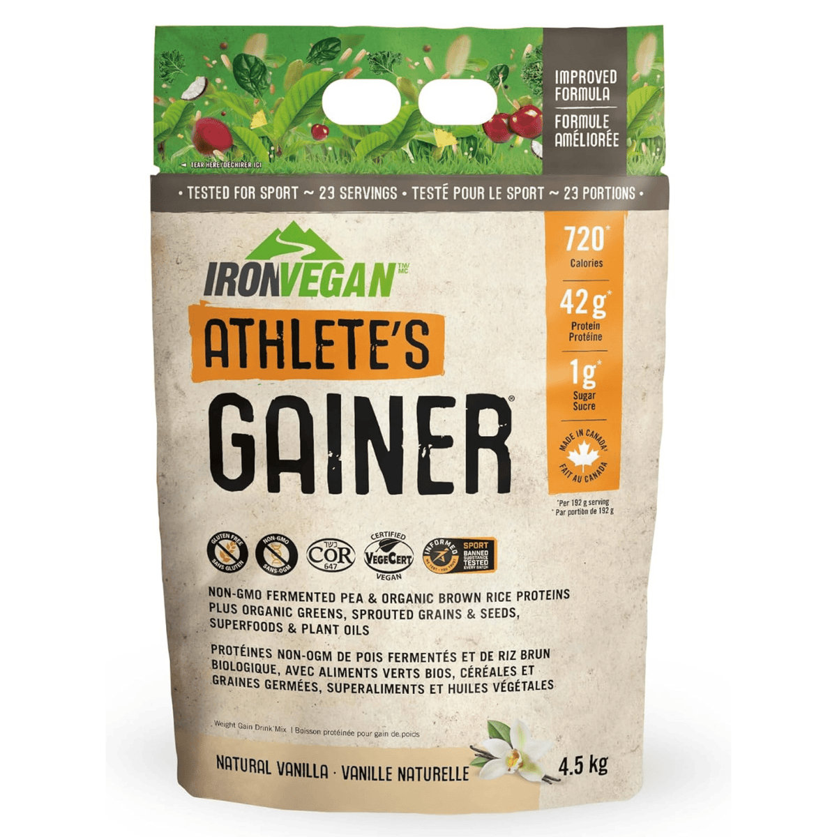 Iron Vegan Athlete's Gainer Vanilla 4.5kg - Plant-Based, High Protein, High Calorie Supplement Formulated to Support Healthy Weight Gain
