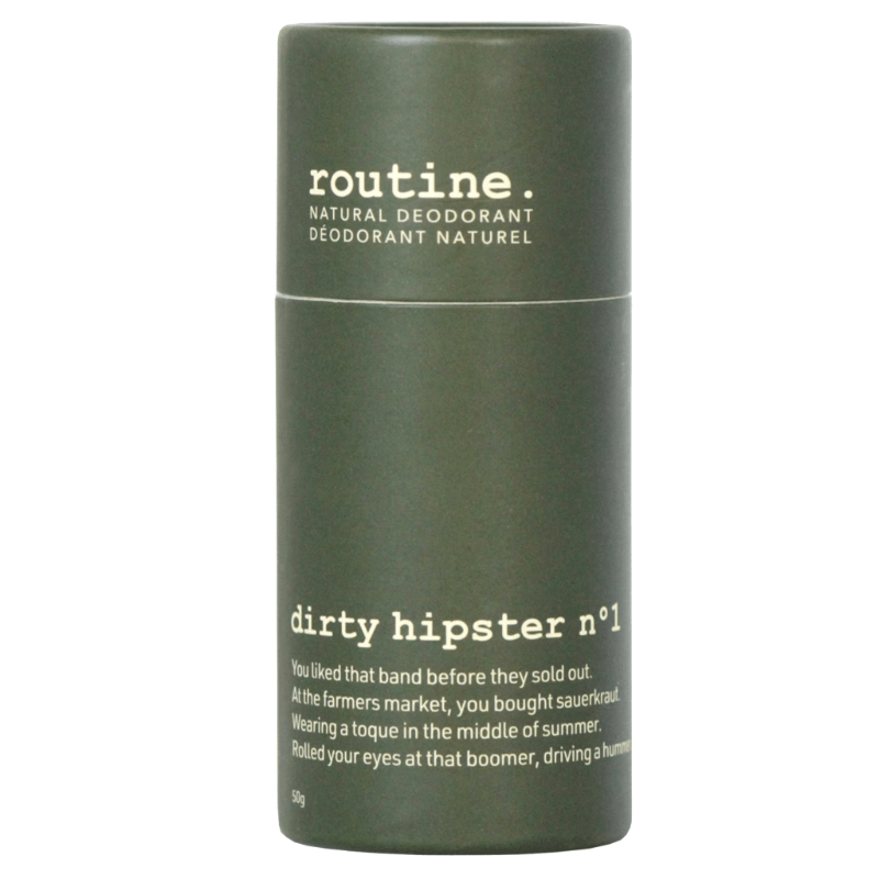Routine Dirty Hipster Deodorant Stick 50g - Contains 1-3 Month Supply of Life-changing Deodorant, Less Waste or Trips to the Store, All Natural Ingredients, Better for Mother Nature