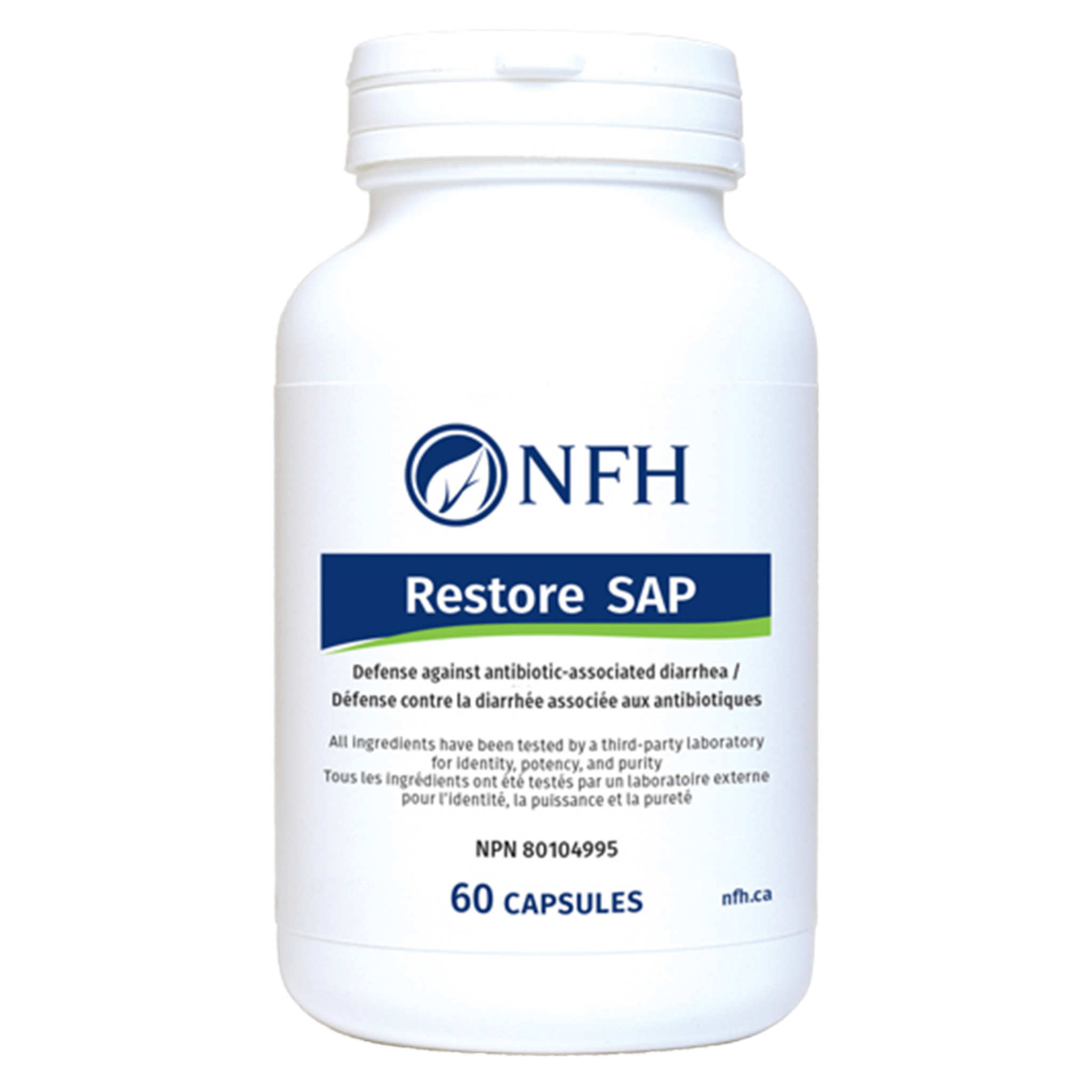 NFH Restore SAP 60 Capsules - Helps Maintain Healthy Gut Flora, Reduce The Risk Of Antibiotic - Associated Diarrhea, And Support Gastrointestinal Health, Promote Healthy Mood Balance - Nature's Source Inc