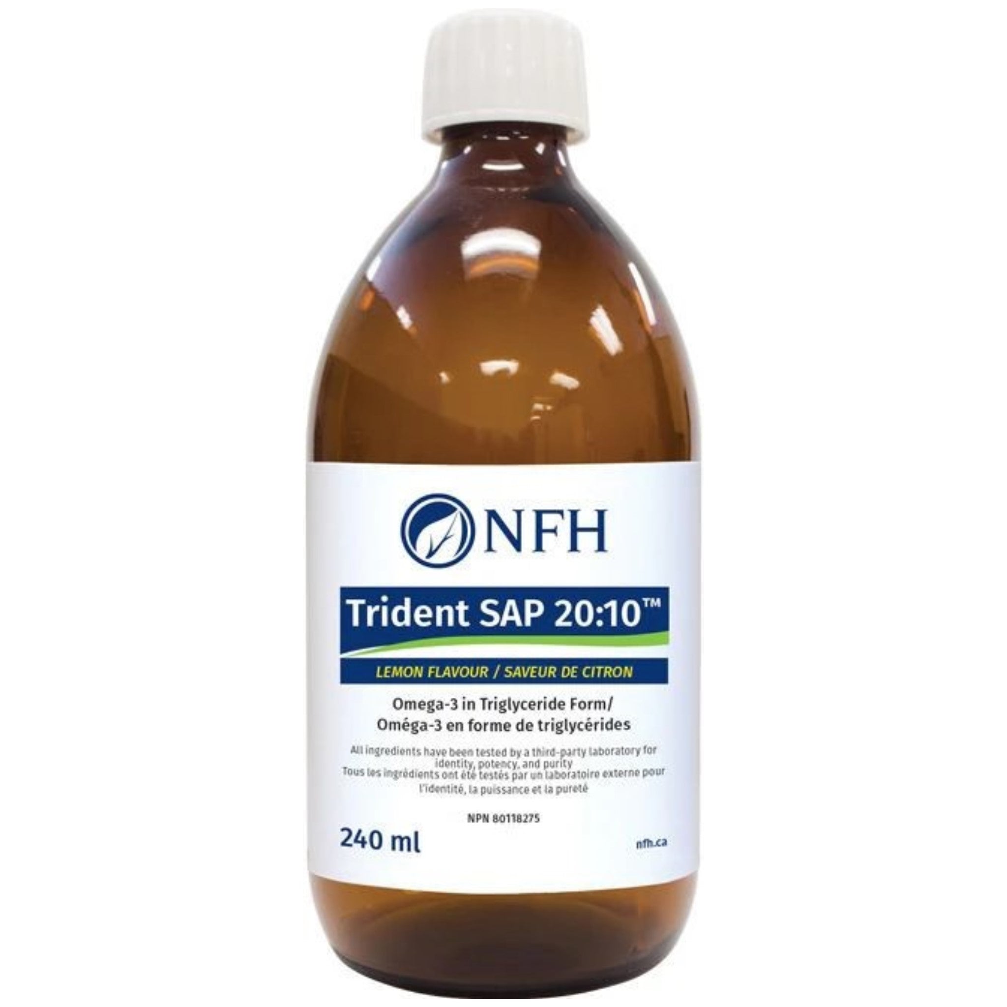 NFH Trident SAP 20:10 Omega - 3, 240ml - Reduces the Risk of Cardiovascular Diseases, Promotes Optimal Brain, Eyes, Nervous System Development and Function, Supports Cognitive and Mental Health - Nature's Source Inc