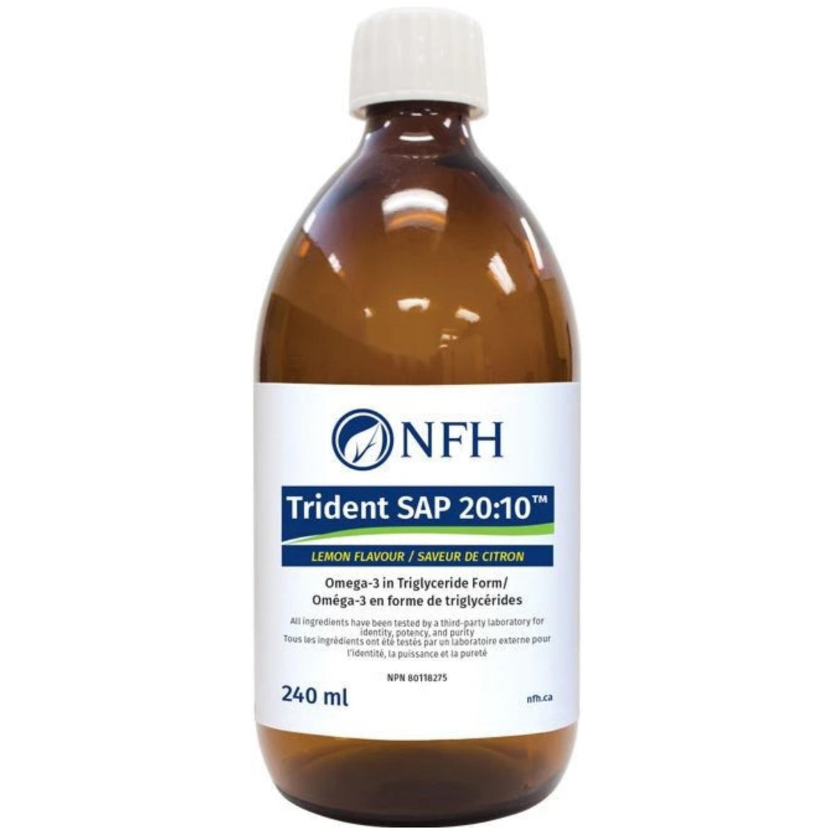 NFH Trident SAP 20:10 Omega - 3, 240ml - Reduces the Risk of Cardiovascular Diseases, Promotes Optimal Brain, Eyes, Nervous System Development and Function, Supports Cognitive and Mental Health - Nature's Source Inc