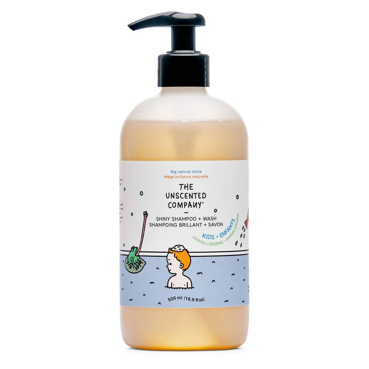 Unscented Co Kids Shiny Shampoo + Wash 500ml - Shiny Shampoo and Wash is Hypoallergenic, Fragrance Free, Dye Free for Gentle Experience Leave Your Kid Naturally Shiny