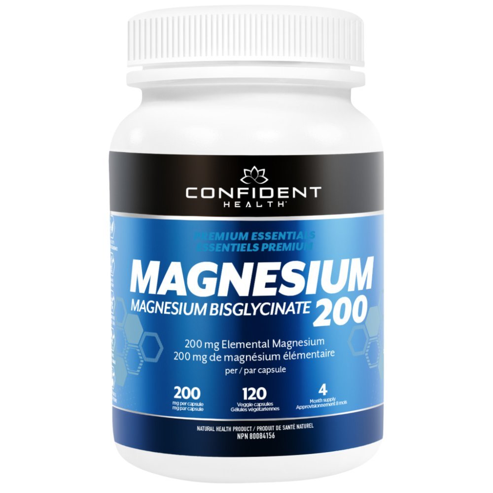 Confident Health Magnesium Bisglycinate 200 120 Vegetarian Capsules