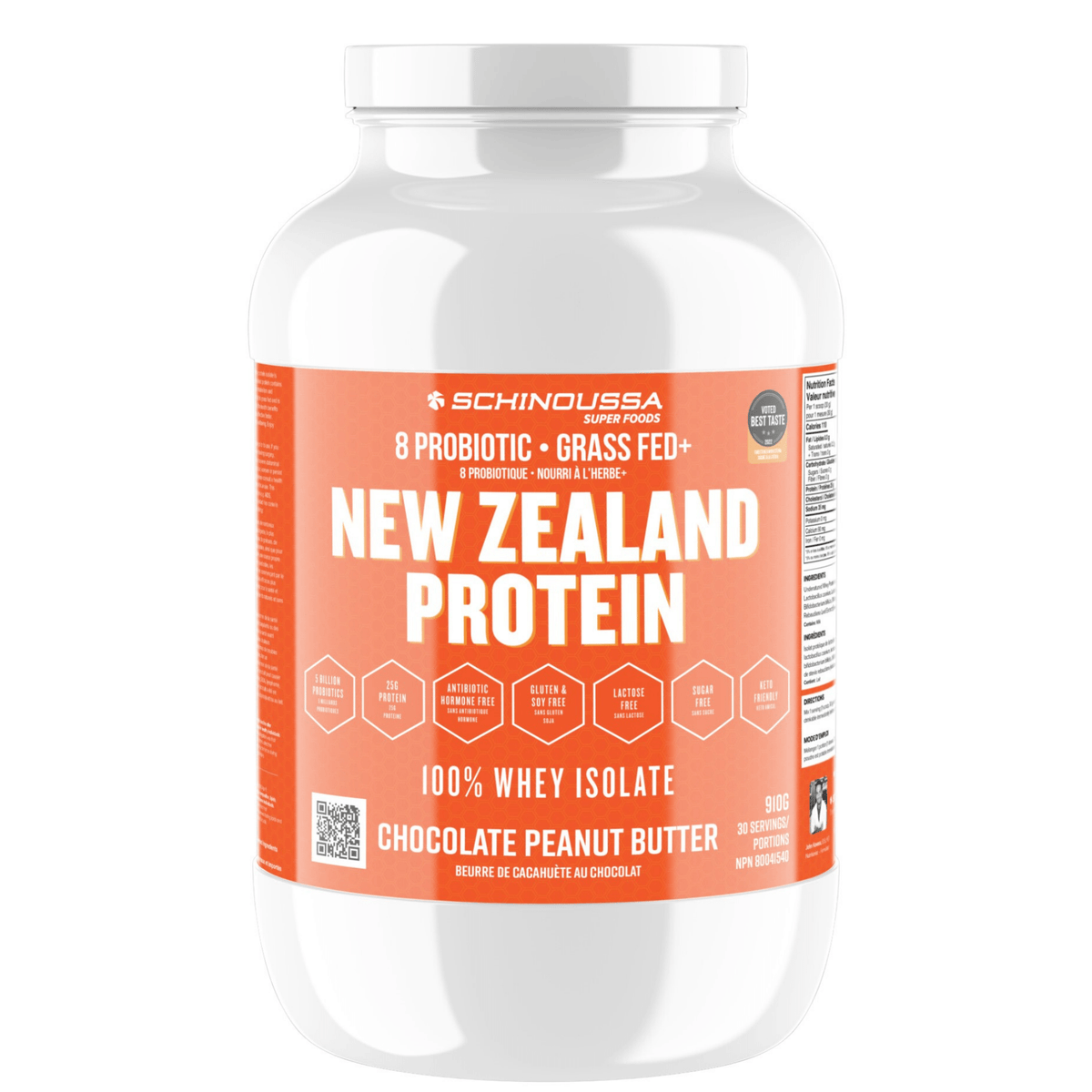 Schinoussa New Zealand Protein Whey Isolate Chocolate Peanut Butter 910g - Supports Muscle Growth, Repair, and Recovery, Rich in Protein, Enhances the Immune System, Promotes Smooth Digestion Without Bloating, Gas, or Discomfort - Nature's Source Inc
