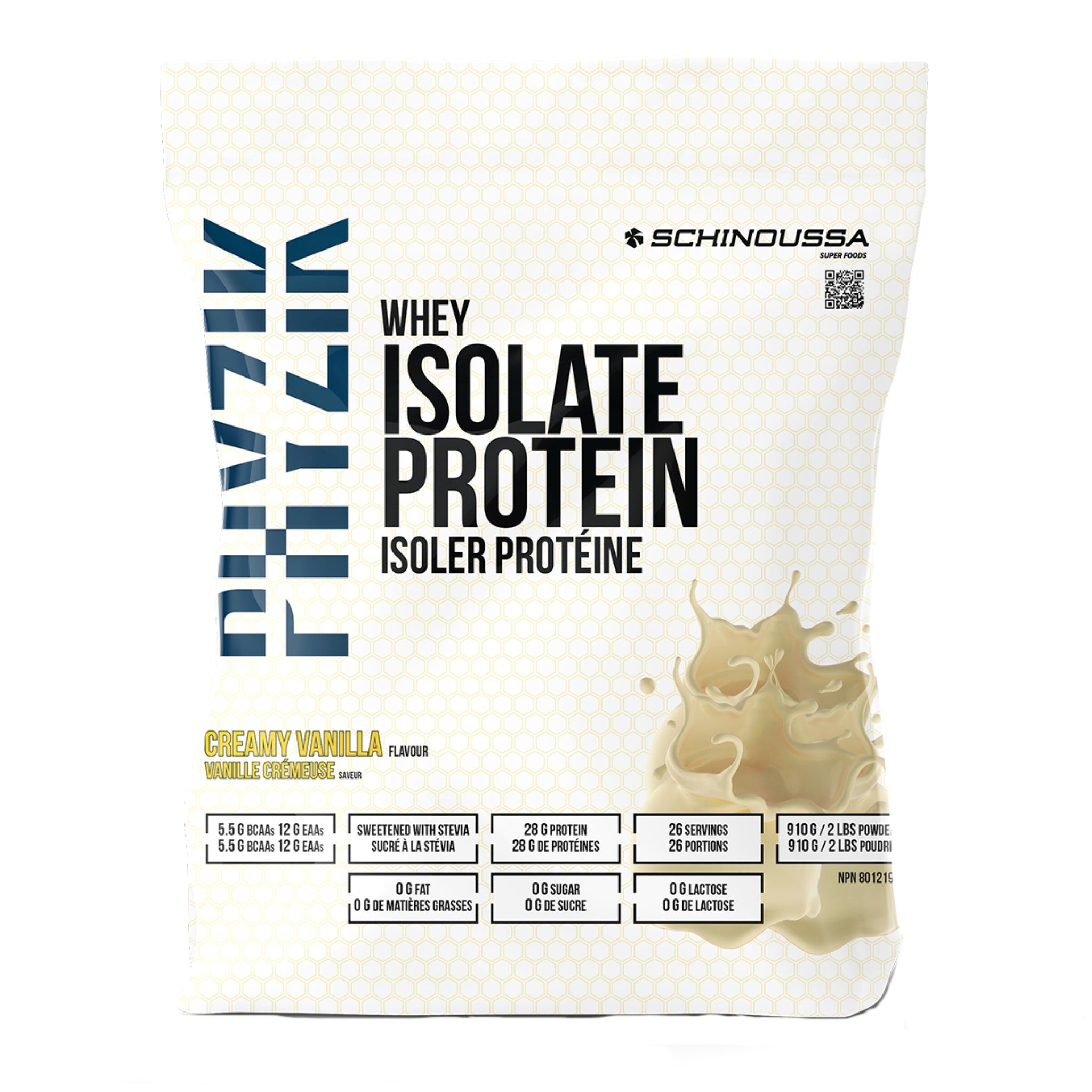 Schinoussa Phyzik Whey Isolate Protein Creamy Vanilla 910g - Delicious Vanilla Flavor That Delivers Essential Nutrients and Amino Acids, Ideal for Fitness Enthusiasts & Athletes, Supports Muscle Recovery, Growth, and Overall Well - Being - Nature's Source Inc