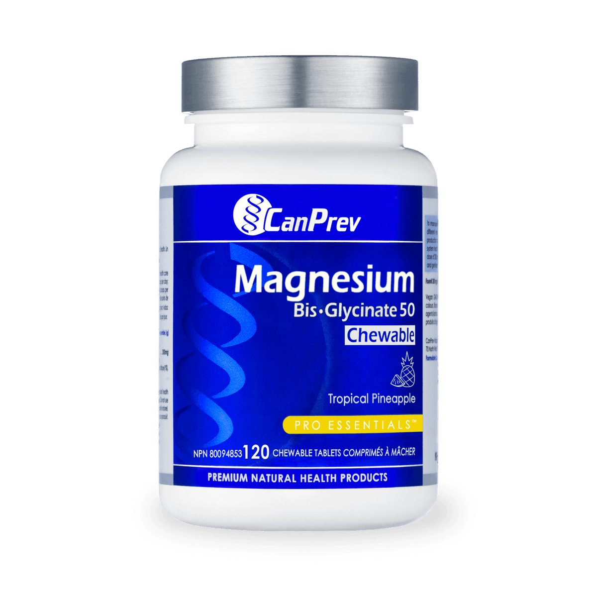 CanPrev Magnesium Bis-Glycinate 50 Tropical Pineapple 120 Chewable Tablets