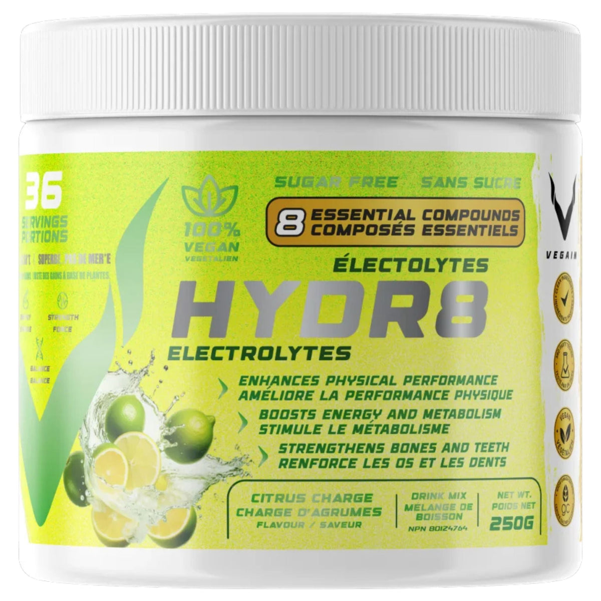 VEGAIN HYDR8 Electrolytes Citrus Charge 250g