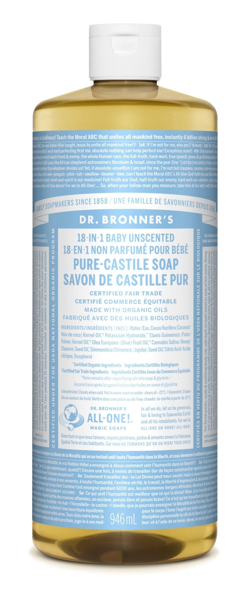 Dr. Bronner's Baby Pure Castile Soap Mild 946ml - Nature's Source Inc