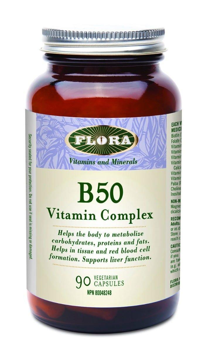 Flora B 50 Vitamin Complex 90 Veg Caps - Nature's Source Inc