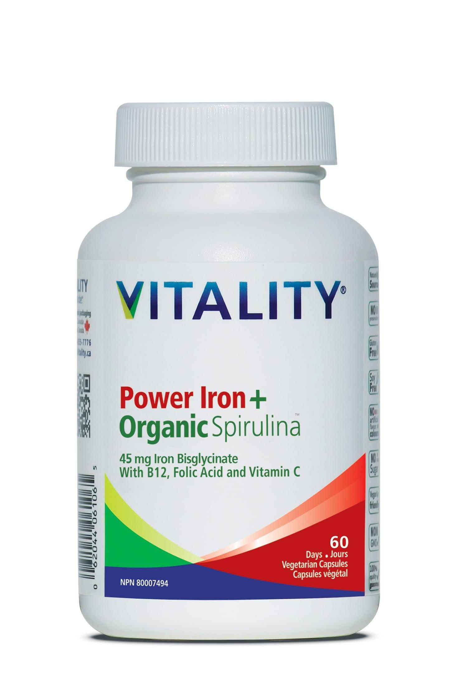 Vitality Power Iron + Organic Spirulina 60vc - Nature's Source Inc