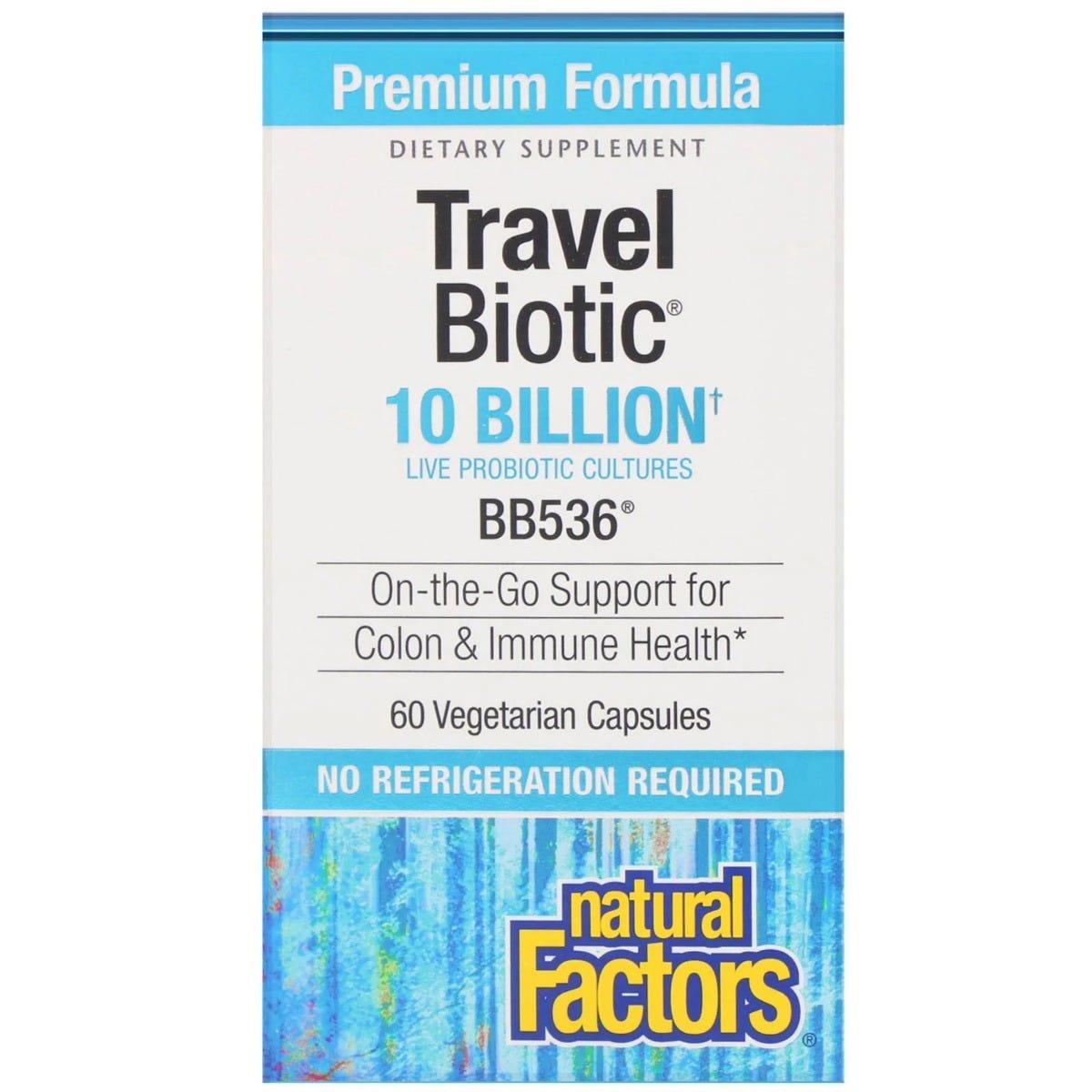 Natural Factors Travel Biotic BB536, 10 Billion 60 Vegan Capsules - Nature's Source Inc