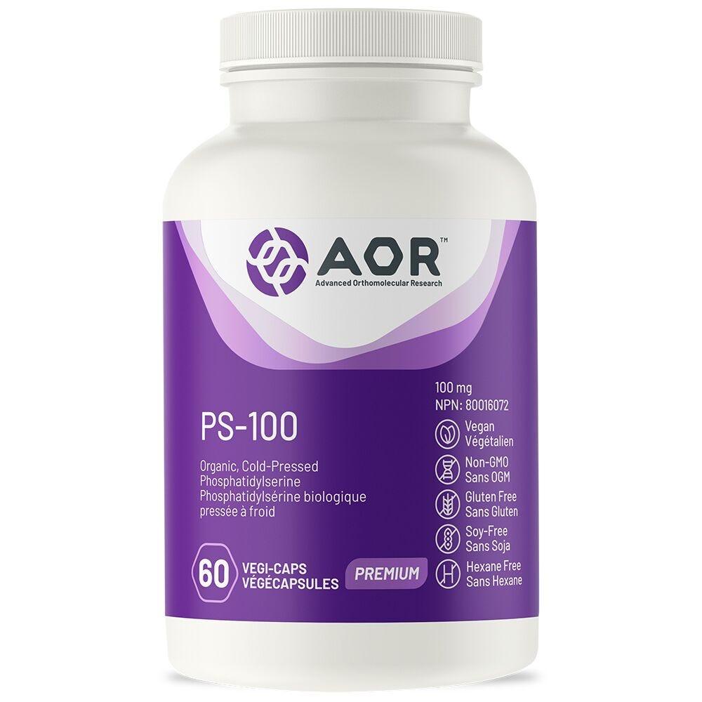 AOR PS - 100, 100mg, 60 Vegan Capsules - Phosphatidylserine Supplement for Memory Health, Cognitive & Brain Support Supplement for Memory and Focus - Nature's Source Inc