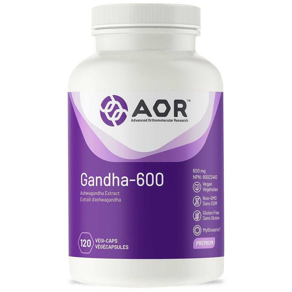 AOR Gandha - 600, 120 Capsules - Ashwagandha Extract for Stress Relief, Support immune system, Energy and Vitality, Enhances Physical Endurance for Men and Women - Nature's Source Inc
