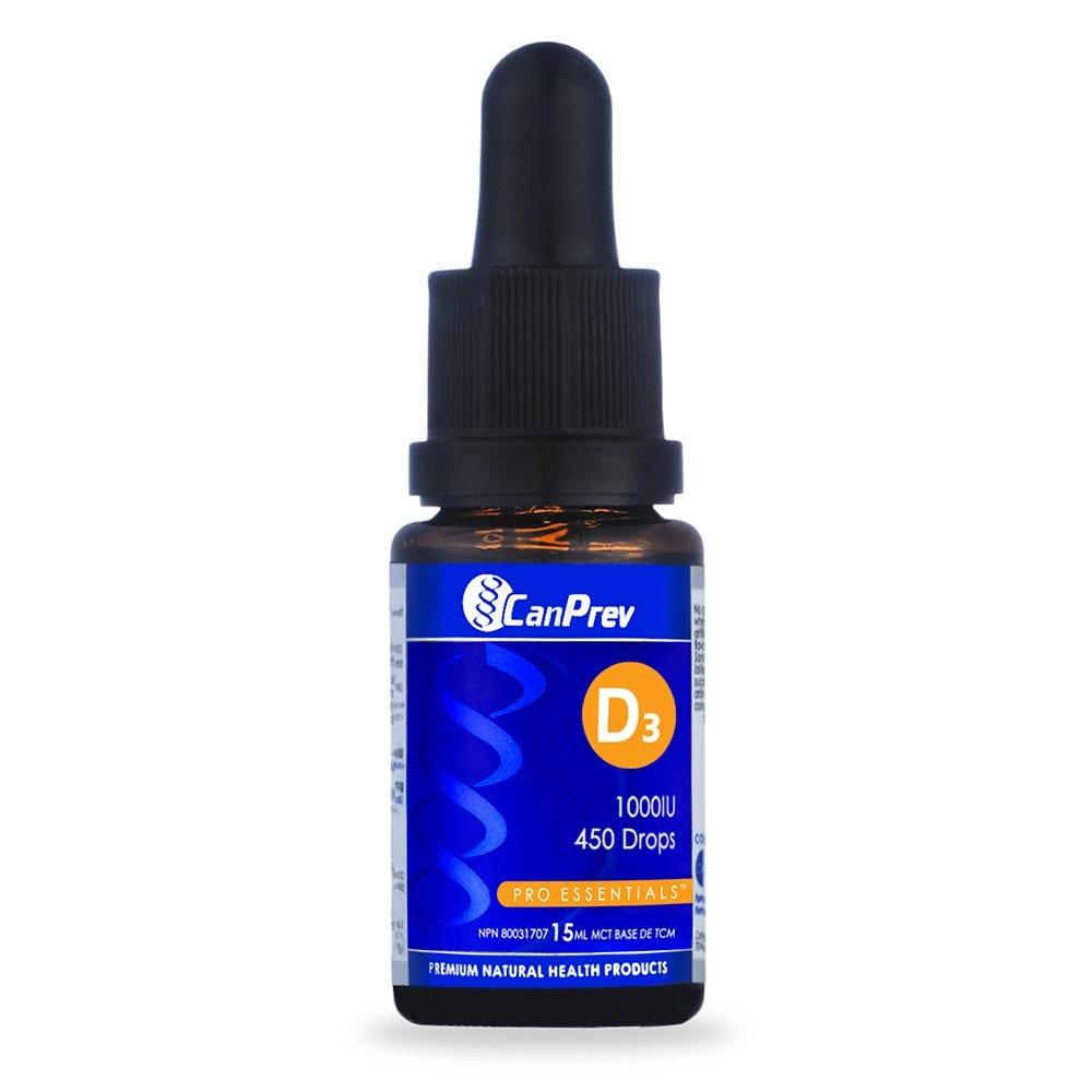 CanPrev D3 Drops 1000IU MCT Base, 15ml - Prevents Vitamin D Deficiency, Enhances Absorption of Fat - Soluble Nutrients - Nature's Source Inc