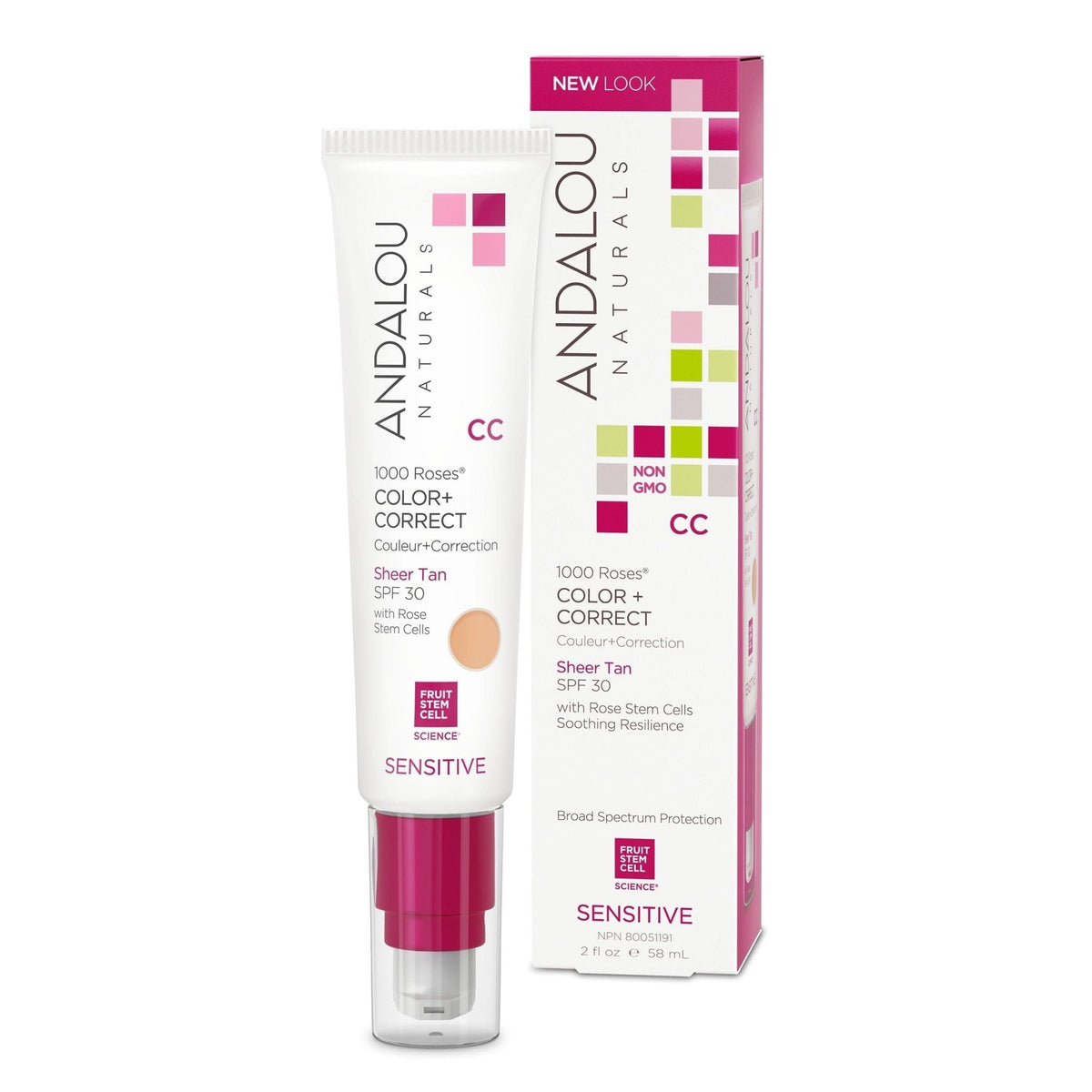 Andalou Naturals 1000 Roses Colour & Correct Sheer Tan SPF30 - 58ml - Nature's Source Inc