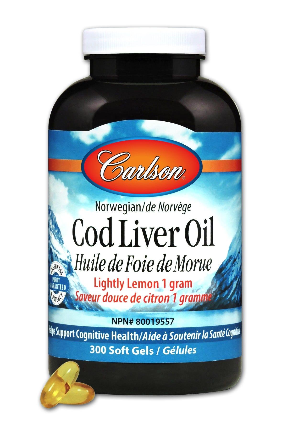 Carlson Labortories Cod Liver Oil Lemon 300 Softgels - Nature's Source Inc