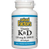 Natural Factors Vitamin K & D 120mcg & 1000IU 60sg - Nature's Source Inc
