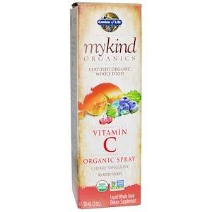 Garden Of Life Organics Vitamin C Organic Spray Cherry - Tangerine 58ml - Organic Amla Berry with Bioflavonoids, Supports Immune System, Promotes Skin & Tissue Health - Nature's Source Inc