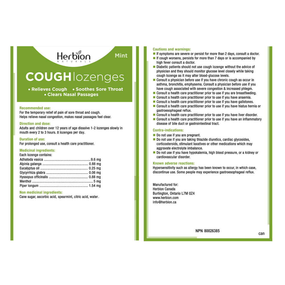 Herbion Herbion Mint Cough Lozenges 6x18 loz - Nature's Source Inc