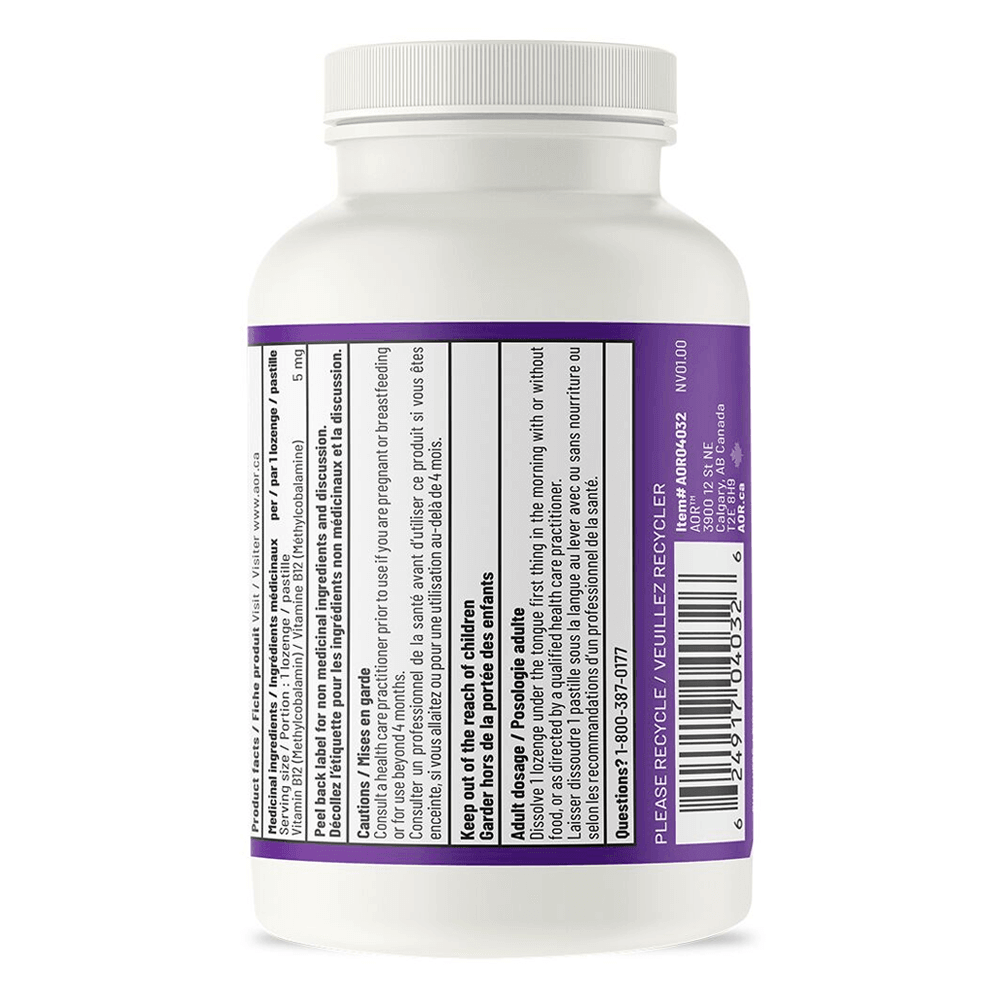 AOR Methyl B12 - 5mg 60 Lozenges - Nature's Source Inc