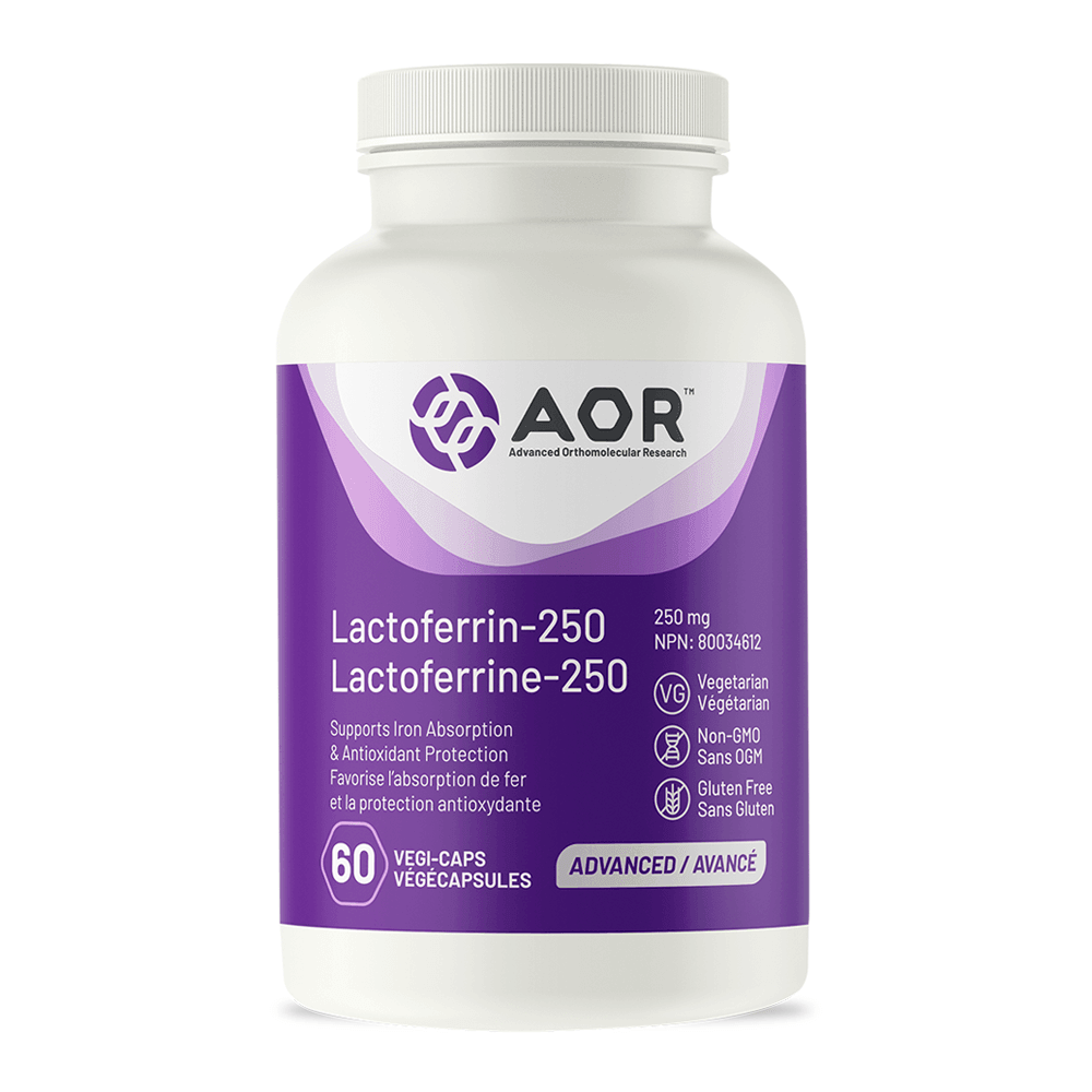 AOR Lactoferrin 250mg 60 Vegan Capsules - An Antioxidant Manages Inflammatory Response, Superior Immune System, Improves Iron Absorption, Lactose Free For Those With Sensitivities - Nature's Source Inc
