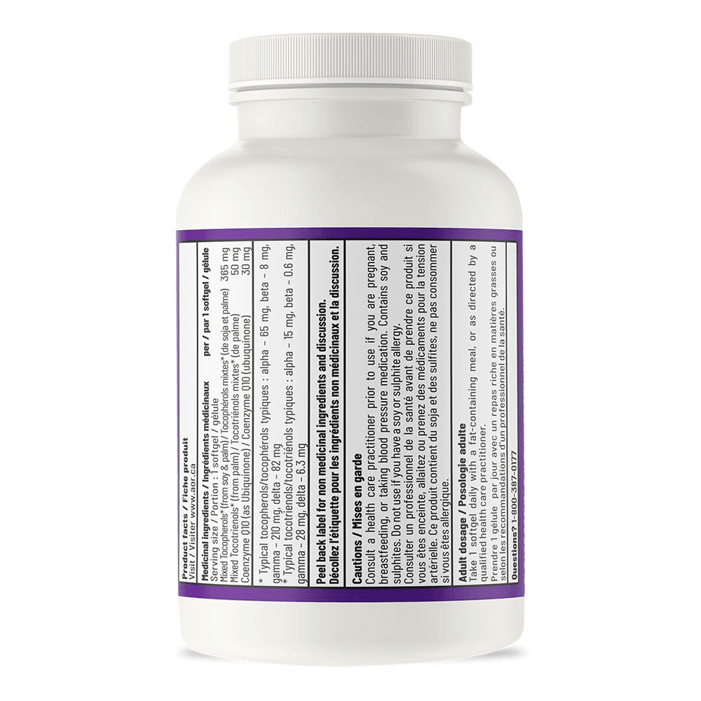AOR Total E 60 Softgels - Complete Vitamin E Complex, Antioxidants for Cardiovascular and Cellular Support, Help Reduce Inflammation Heart Failure, Help Neutralize Harmful Free Radicals - Nature's Source Inc