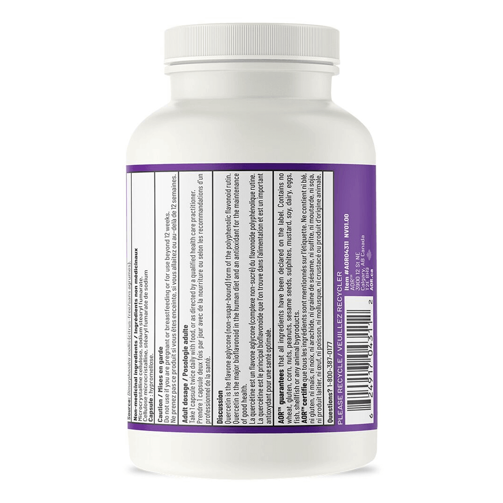 AOR Quercetin 100 Vegan Capsules - Support Immune Health, Maintain Cardiovascular Health, Prevents Allergies Like Itchy Eyes, Itchy Throat, Sneezing and Nasal Congestion - Nature's Source Inc