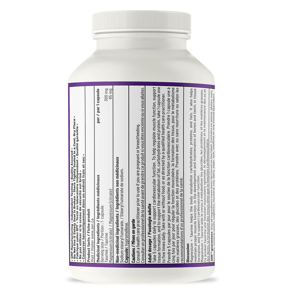 AOR Magnesium + Taurine 180 Veg - Caps - Nature's Source Inc