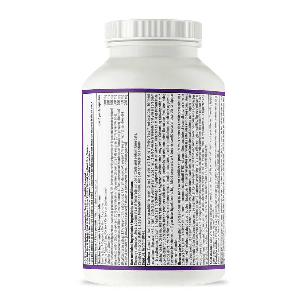 AOR Ortho Adapt 240 Vegan Capsules - Adrenal Support for Stress Management, Activates Whole - body Defenses, Prevents Body From Overreacting Stressor - Nature's Source Inc