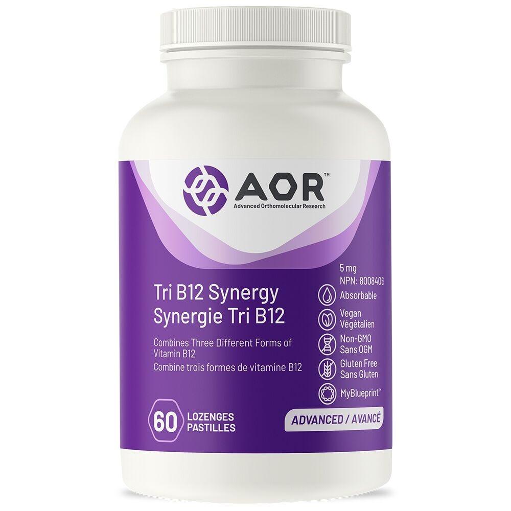 AOR Tri B12 Synergy 5mg, 60 Lozenges - Heal Your Nervous System, Combines Three Different Forms of Vitamin B12 - Adenosylcobalamin, Methylcobalamin and Hydroxocobalamin - Nature's Source Inc