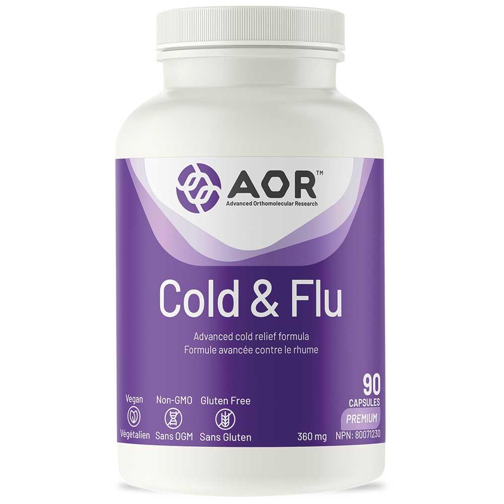 AOR Cold & Flu 360mg, 90 Capsules - Advanced Cold & Flu Relief, Boost Immune System Support - Nature's Source Inc