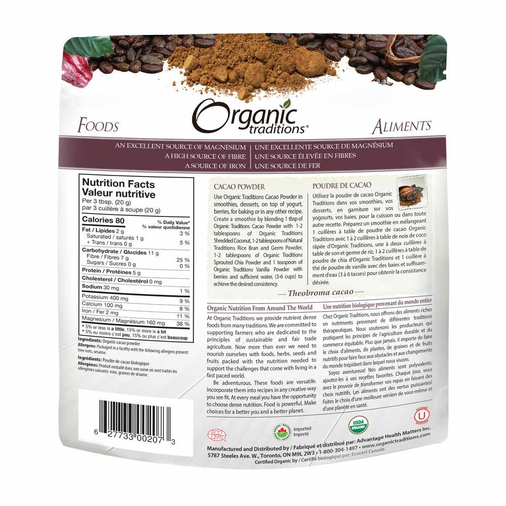 Organic Traditions Cacao Powder - 227g - Nature's Source Inc