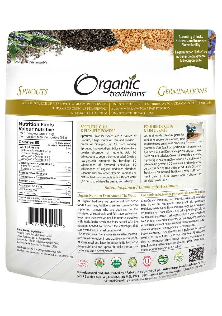Organic Traditions Sprouted Chia/Flax Powder 454g - Nature's Source Inc