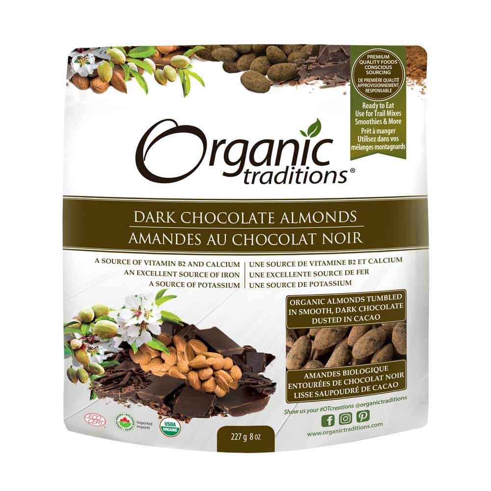 Organic Traditions Dark Chocolate Almonds - 227g - Nature's Source Inc