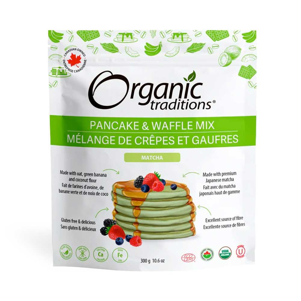 Organic Traditions Pancake Waffle Matcha 300g - Nature's Source Inc