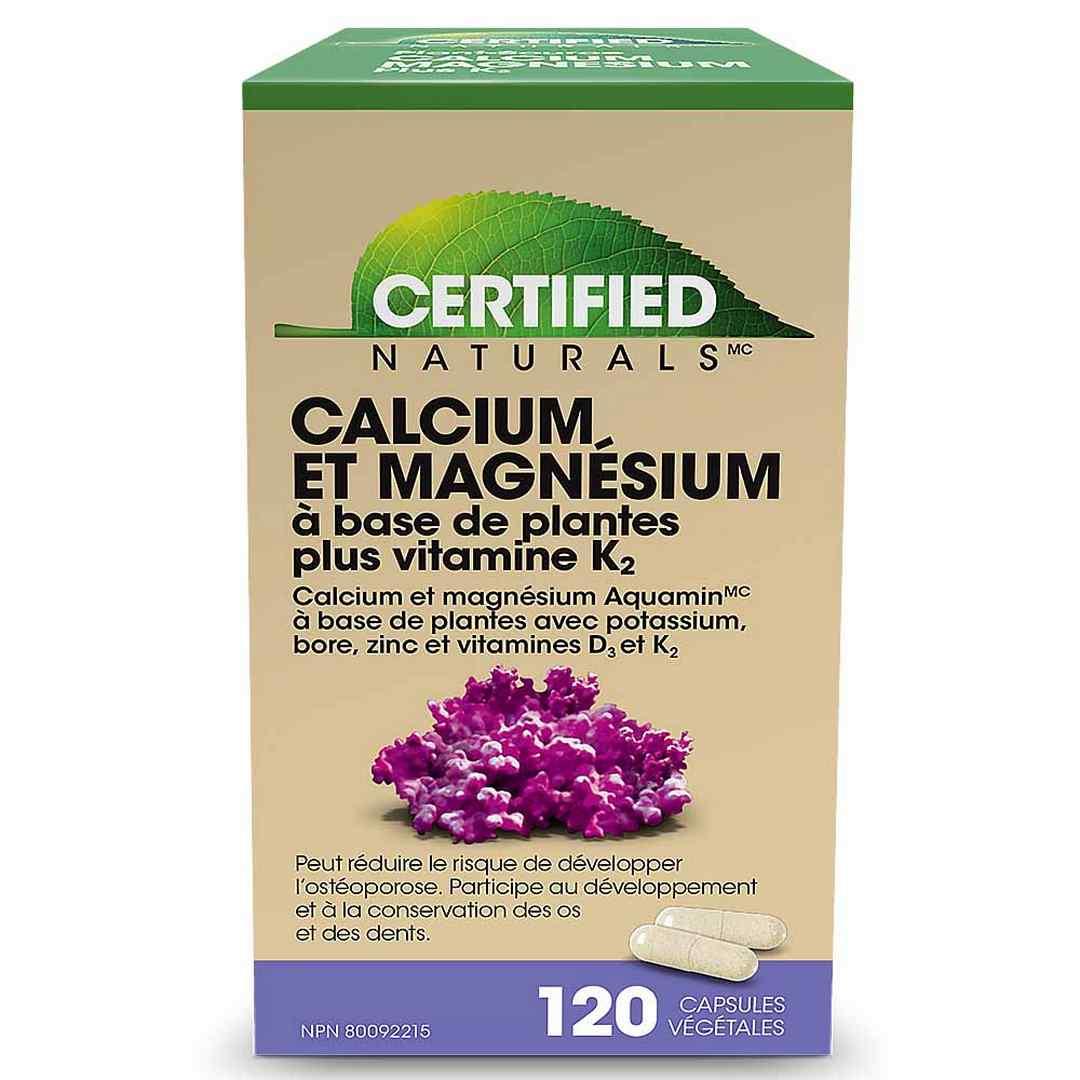 Certified Naturals Calcium Magnesium Plus K2, 120 Vegan Capsules - Nature's Source Inc