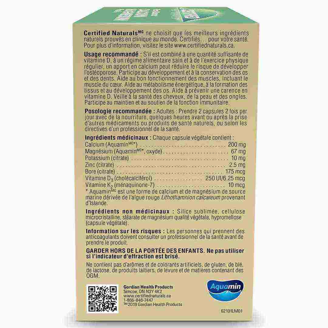 Certified Naturals Calcium Magnesium Plus K2, 120 Vegan Capsules - Nature's Source Inc