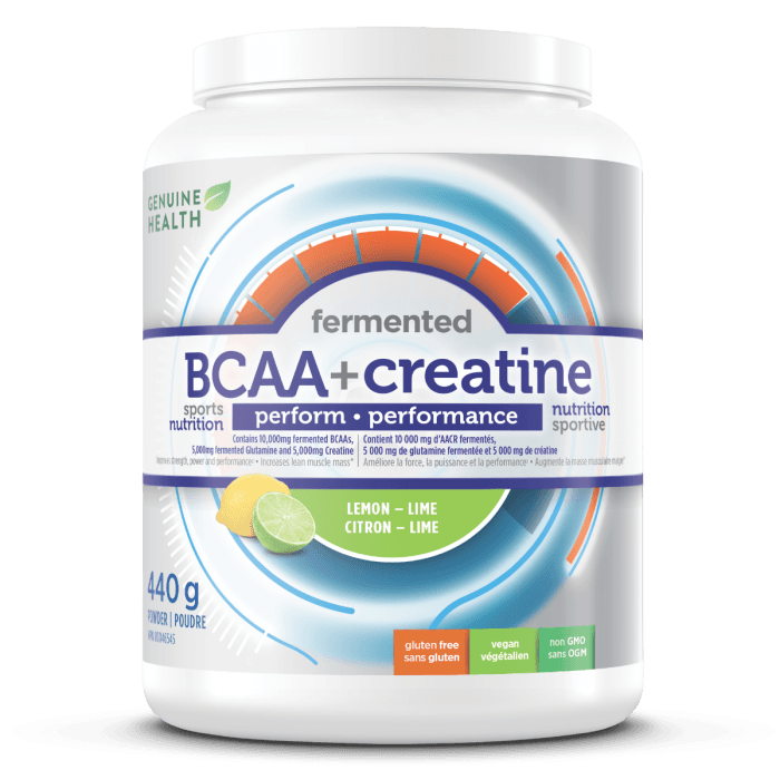 Genuine Health Fermented BCAA+ Creatine Lemon Lime 440g - Nature's Source Inc