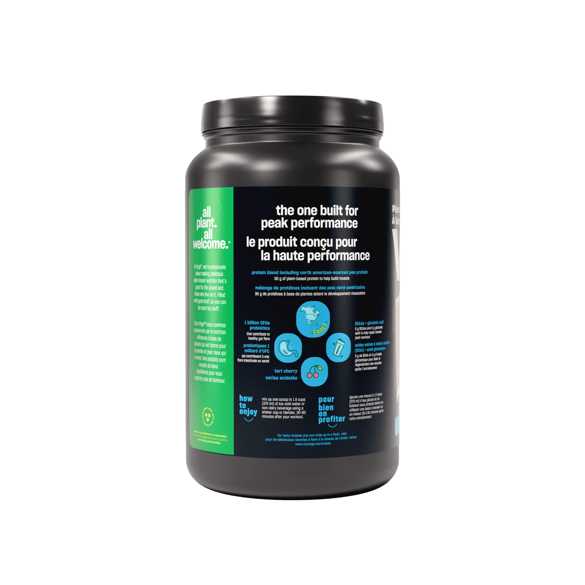 Vega Plant - Based Sport Protein Powder Vanilla 828g, 20 Servings - Amino Acid Tryptophan, Keto Friendly, Gluten Free, Non GMO Probiotics for Women and Men - Nature's Source Inc