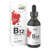 GNA Naturals Fast Absorb Vitamin B12 + Folate Drops 60ml - Ensure Max Absorption of Essential Nutrients, Support Healthy Immune System - Nature's Source Inc